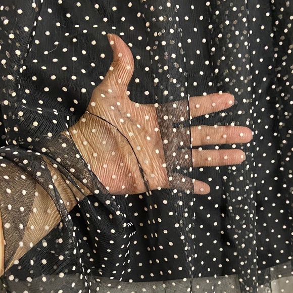 Cato Black and White Polka Dot A-Line Skirt Whimsy goth, fairy chic, boho punk - Picture 3 of 4